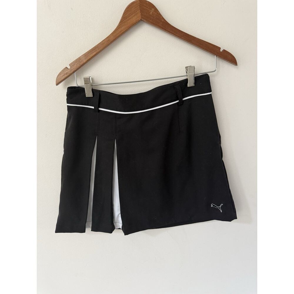Puma Womens Pleated Golf Tennis Pickle Ball Skirt Black White Size 2 Athleisure